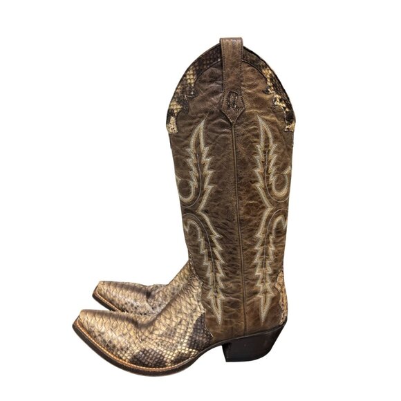 Rod Patrick Brown Python Western Boots Size 10 - Picture 6 of 12